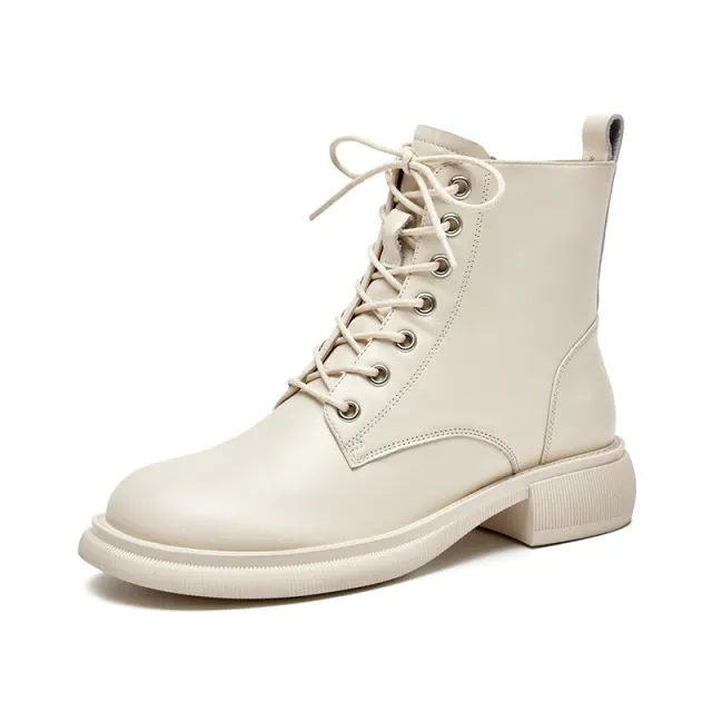 Donatto Women's Leather Motorcycle Ankle Boots