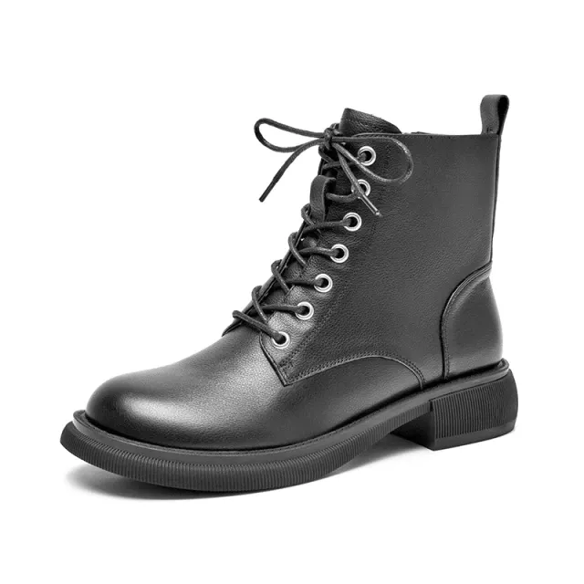 Donatto Women's Leather Motorcycle Ankle Boots