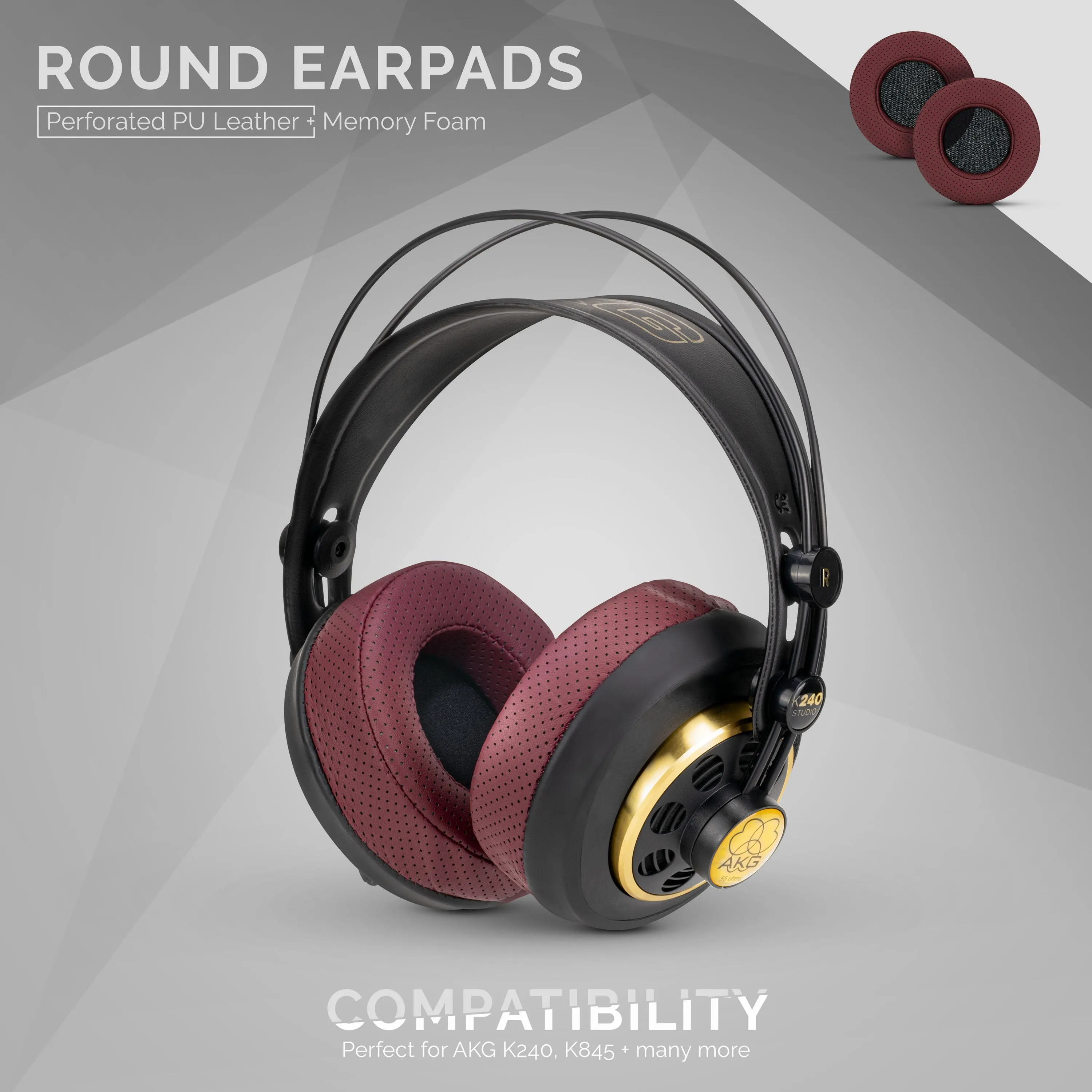 Headphone Memory Foam Earpads - Round - Perforated