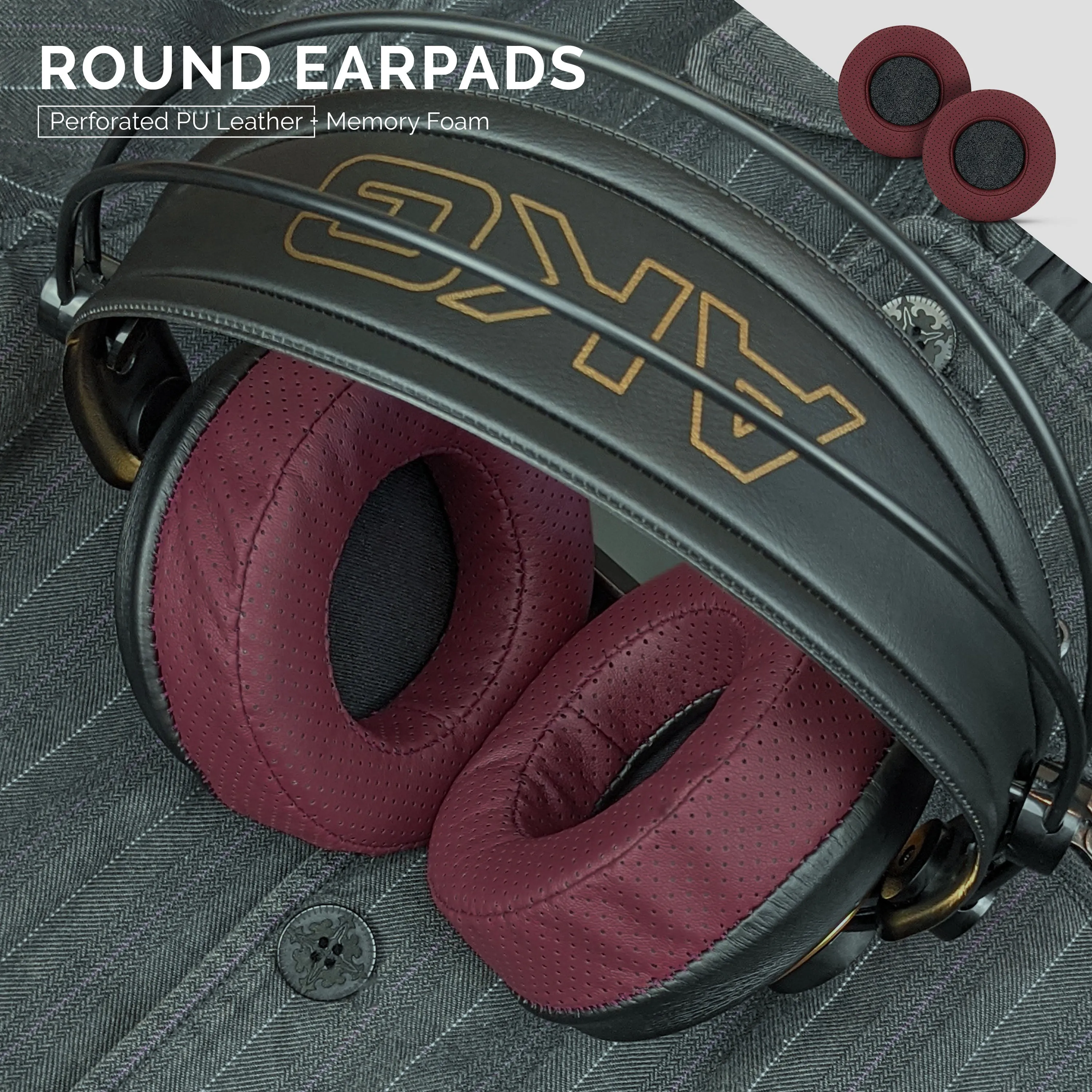 Headphone Memory Foam Earpads - Round - Perforated