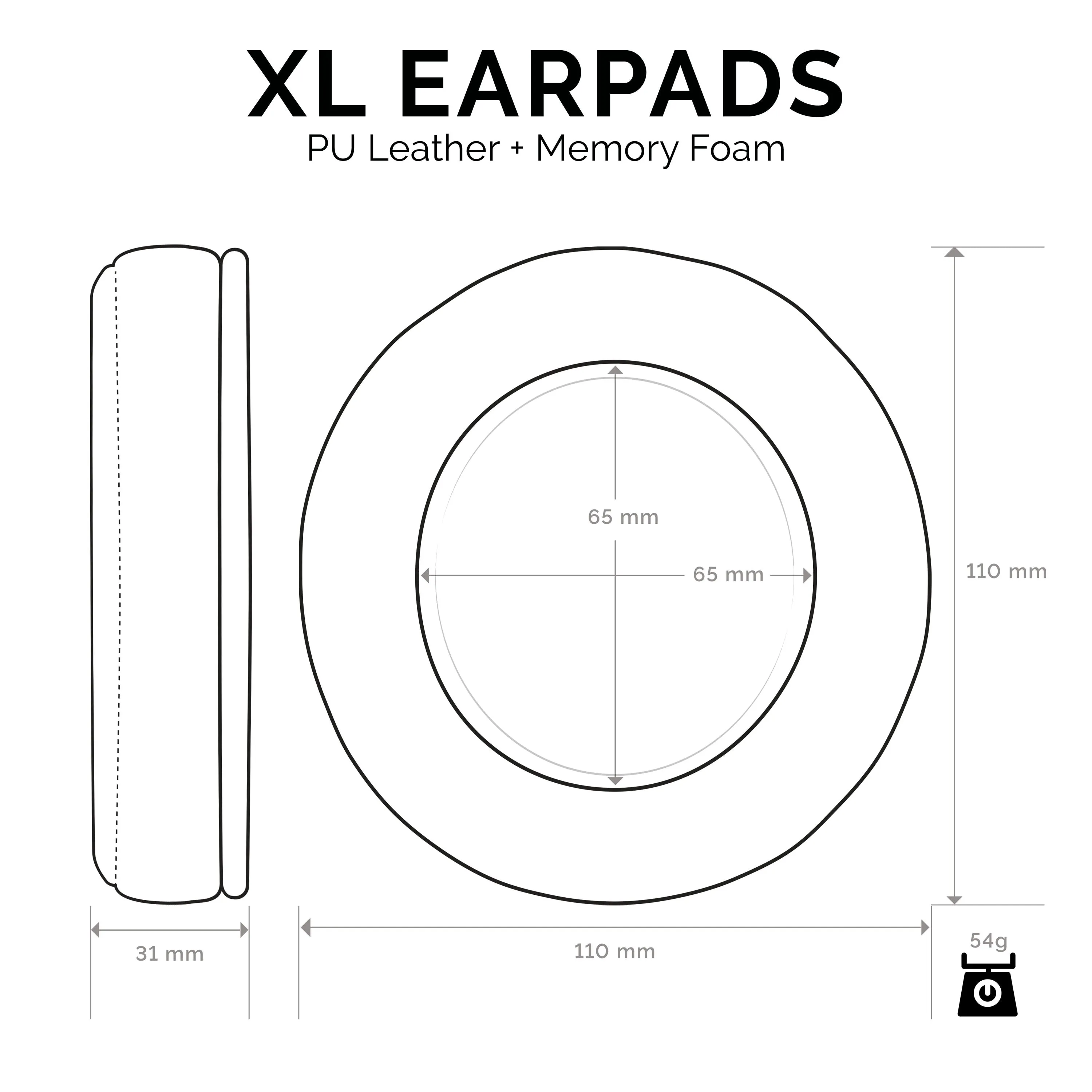 Headphone Memory Foam Earpads - XL Size