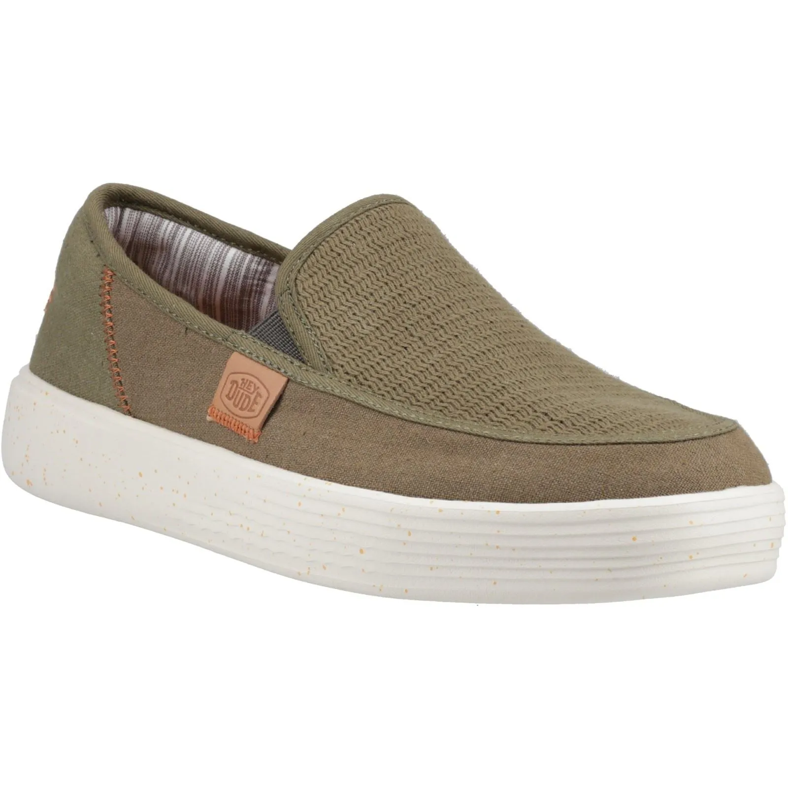 HEYDUDE Sunapee Coastline Cotton Blend Men's Olive Loafers