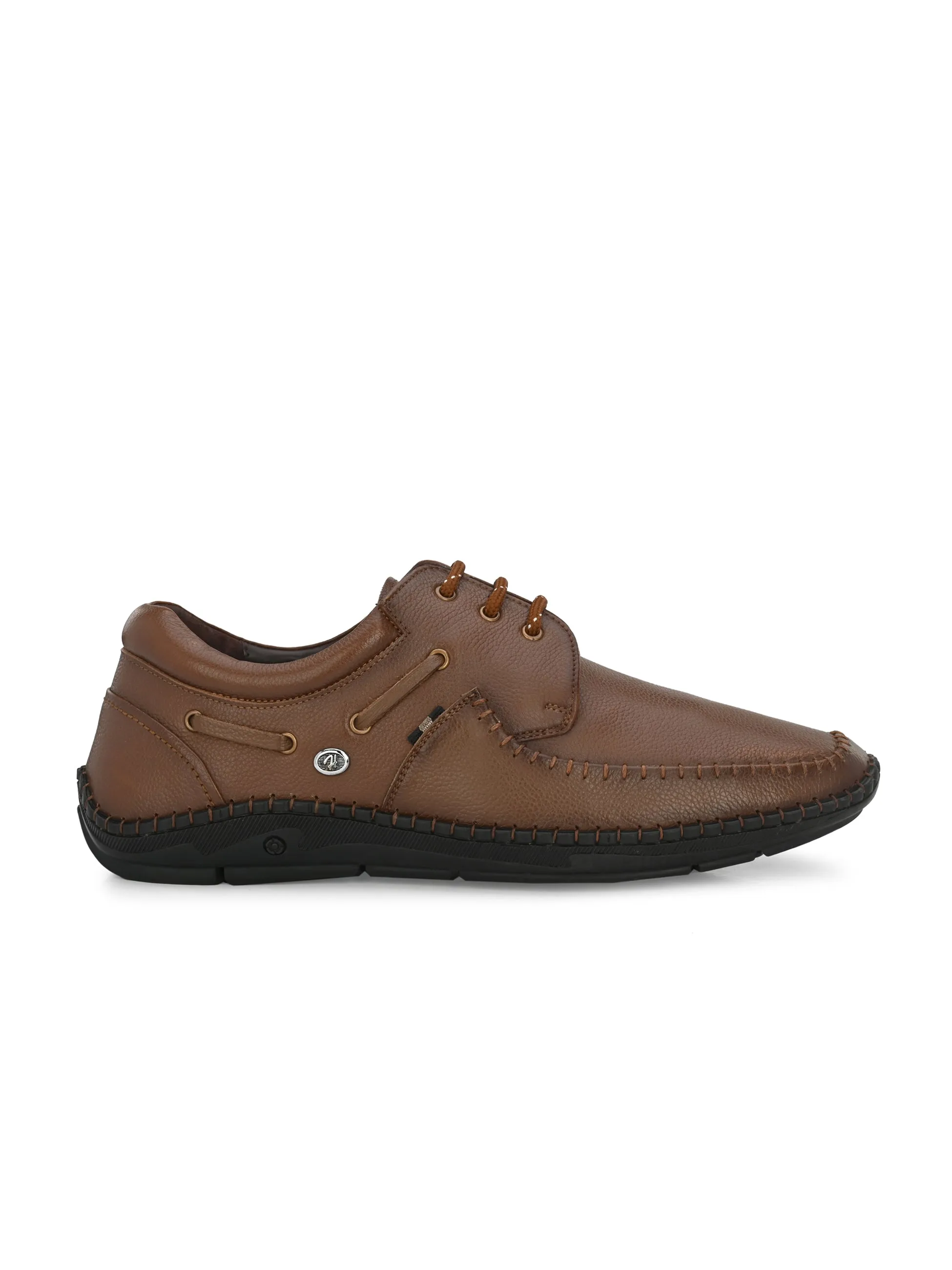 HITZ103 Men's Tan Leather Casual Lace-Up Shoes