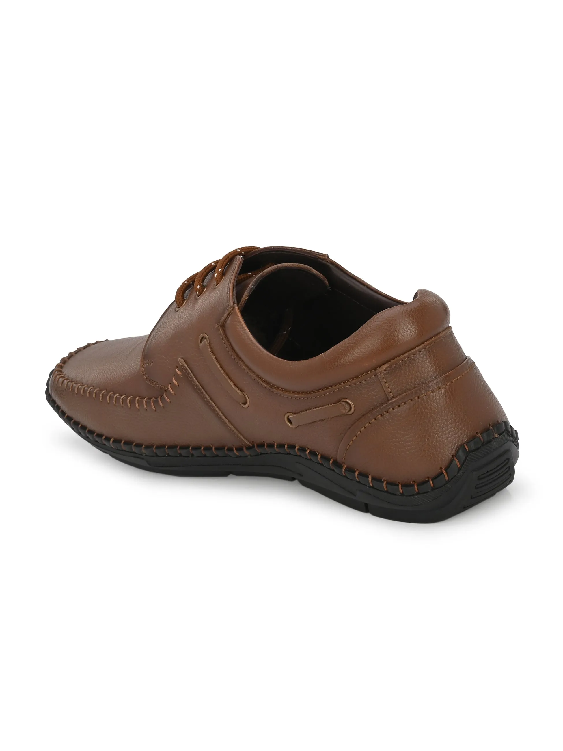 HITZ103 Men's Tan Leather Casual Lace-Up Shoes