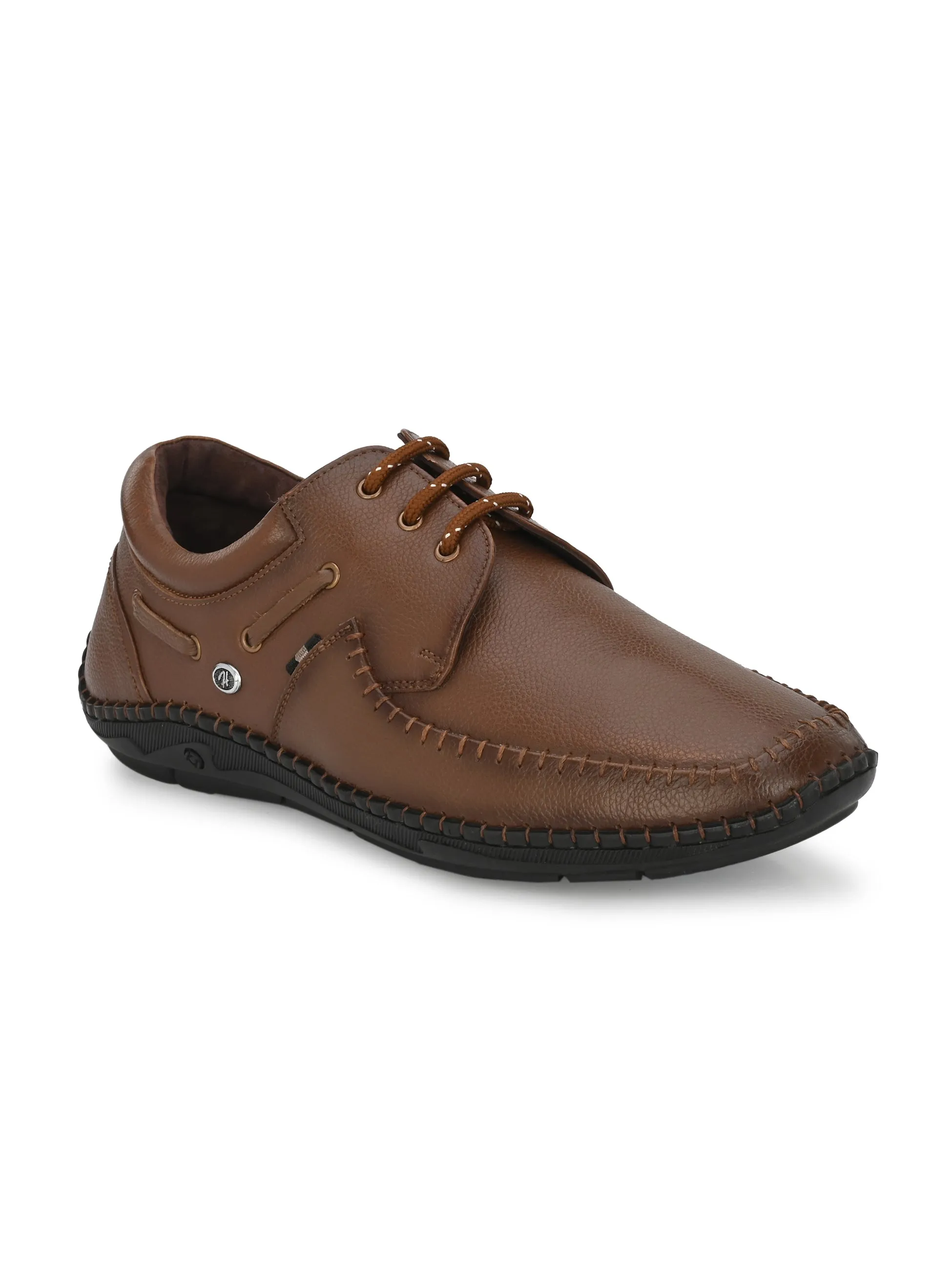 HITZ103 Men's Tan Leather Casual Lace-Up Shoes