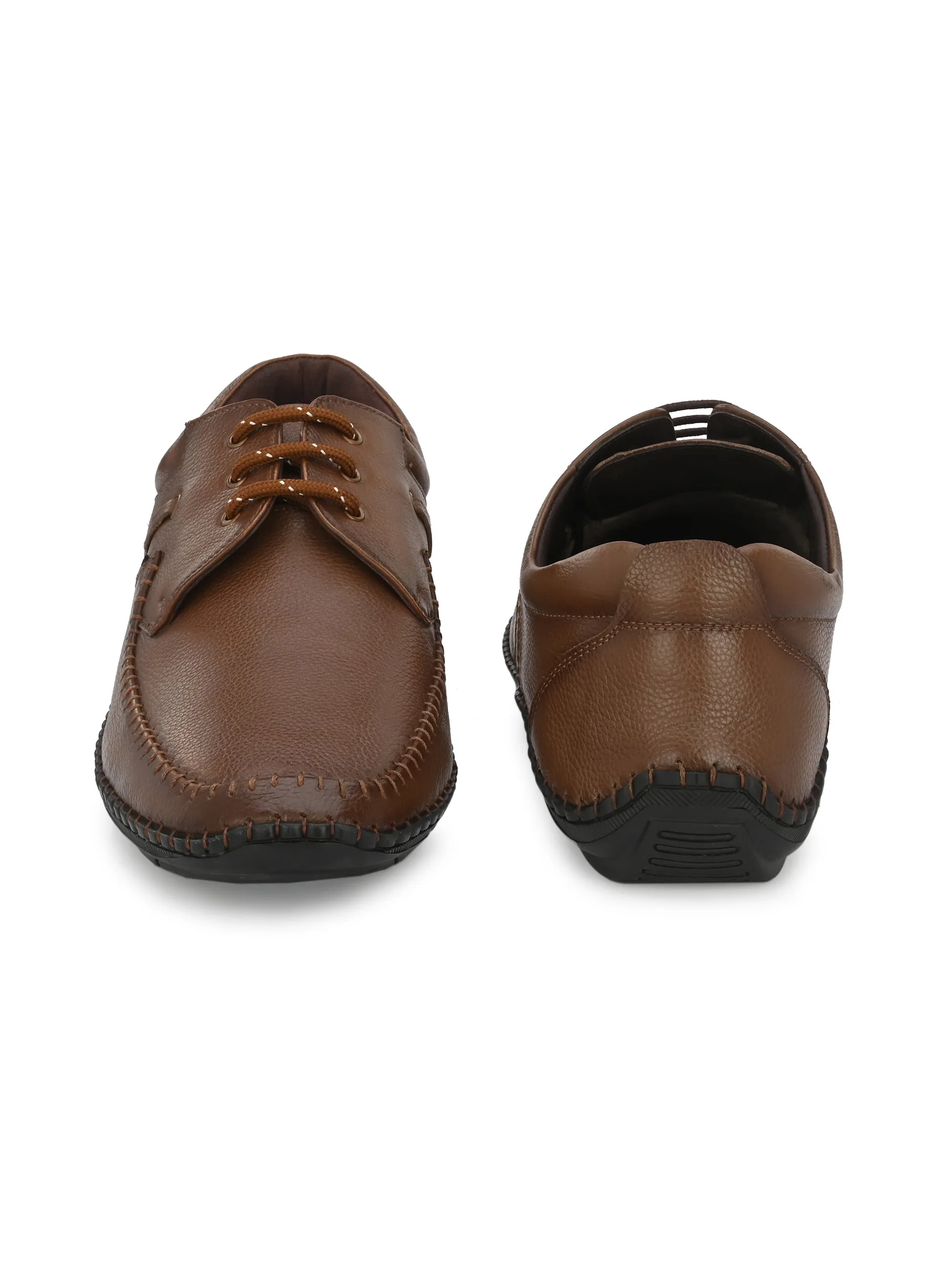 HITZ103 Men's Tan Leather Casual Lace-Up Shoes