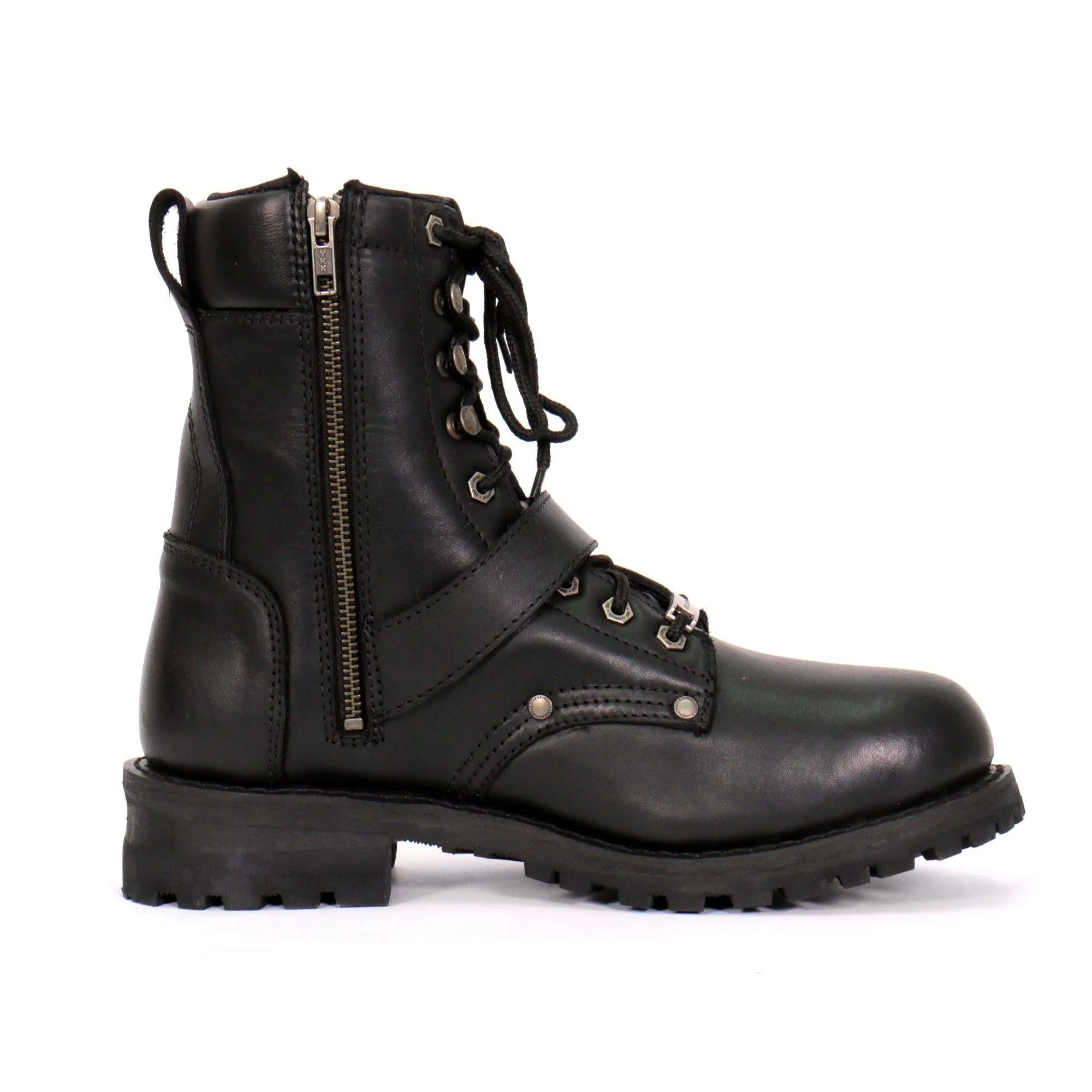 Hot Leathers Grave Rub Skull Tall Logger Motorcycle Boot