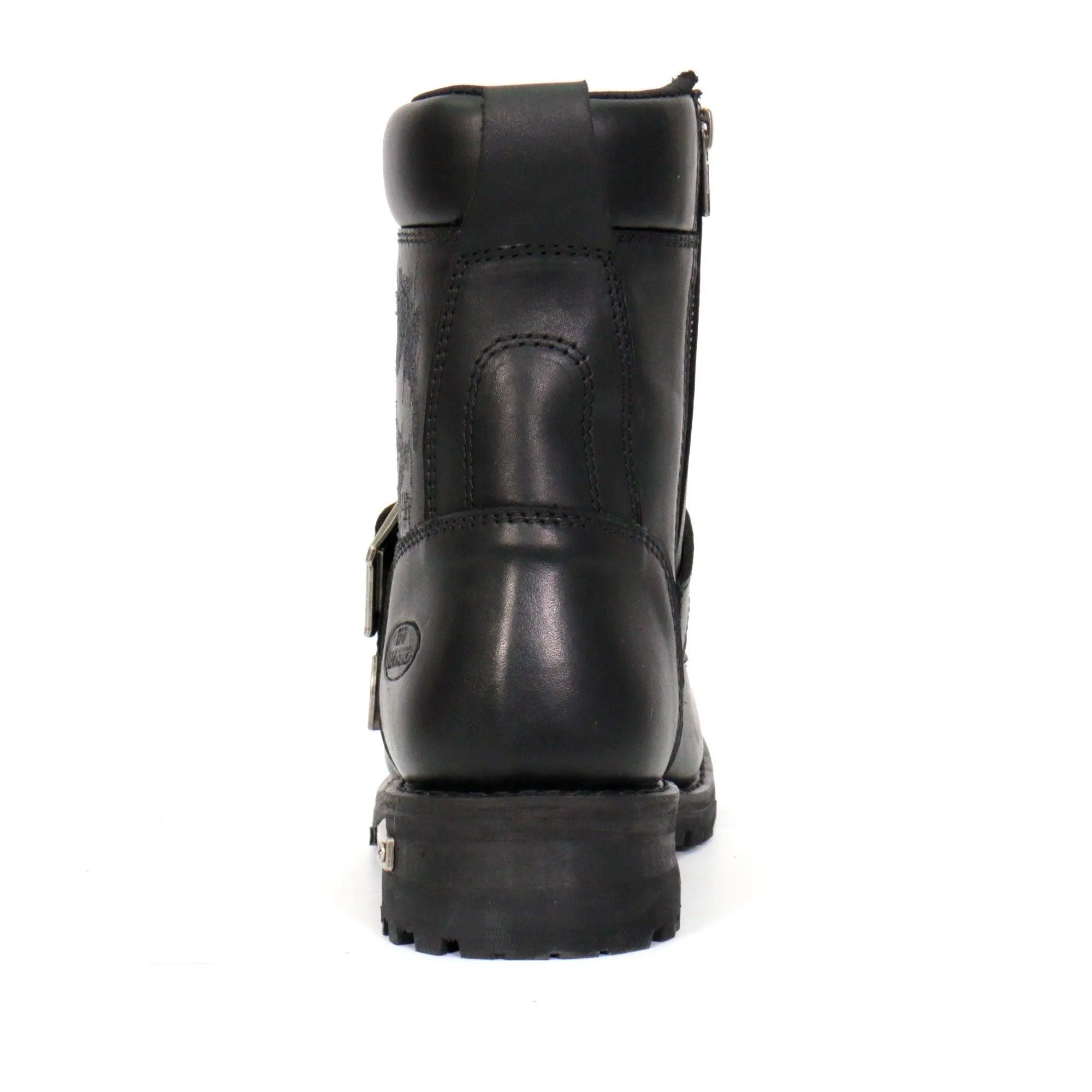 Hot Leathers Grave Rub Skull Tall Logger Motorcycle Boot