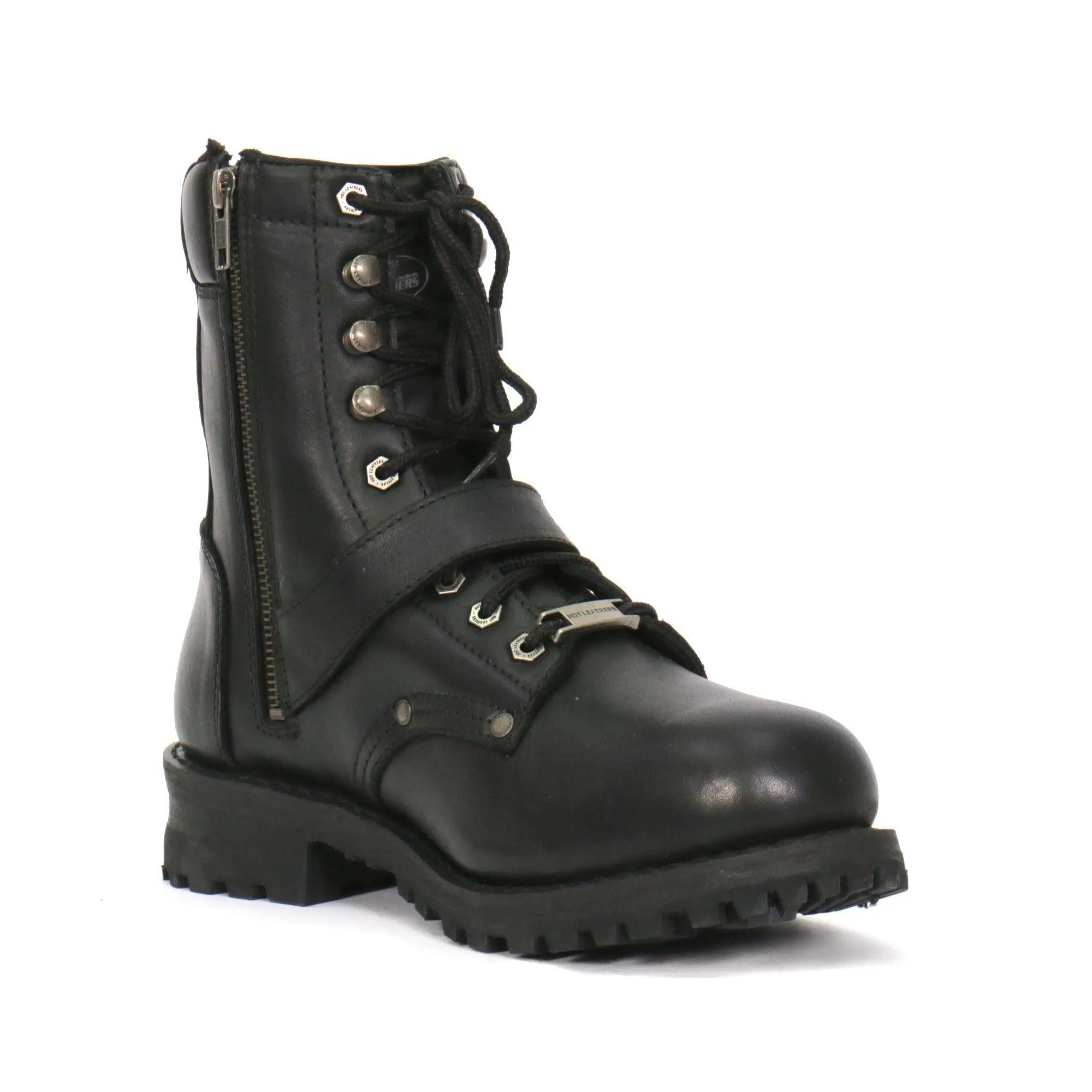 Hot Leathers Grave Rub Skull Tall Logger Motorcycle Boot