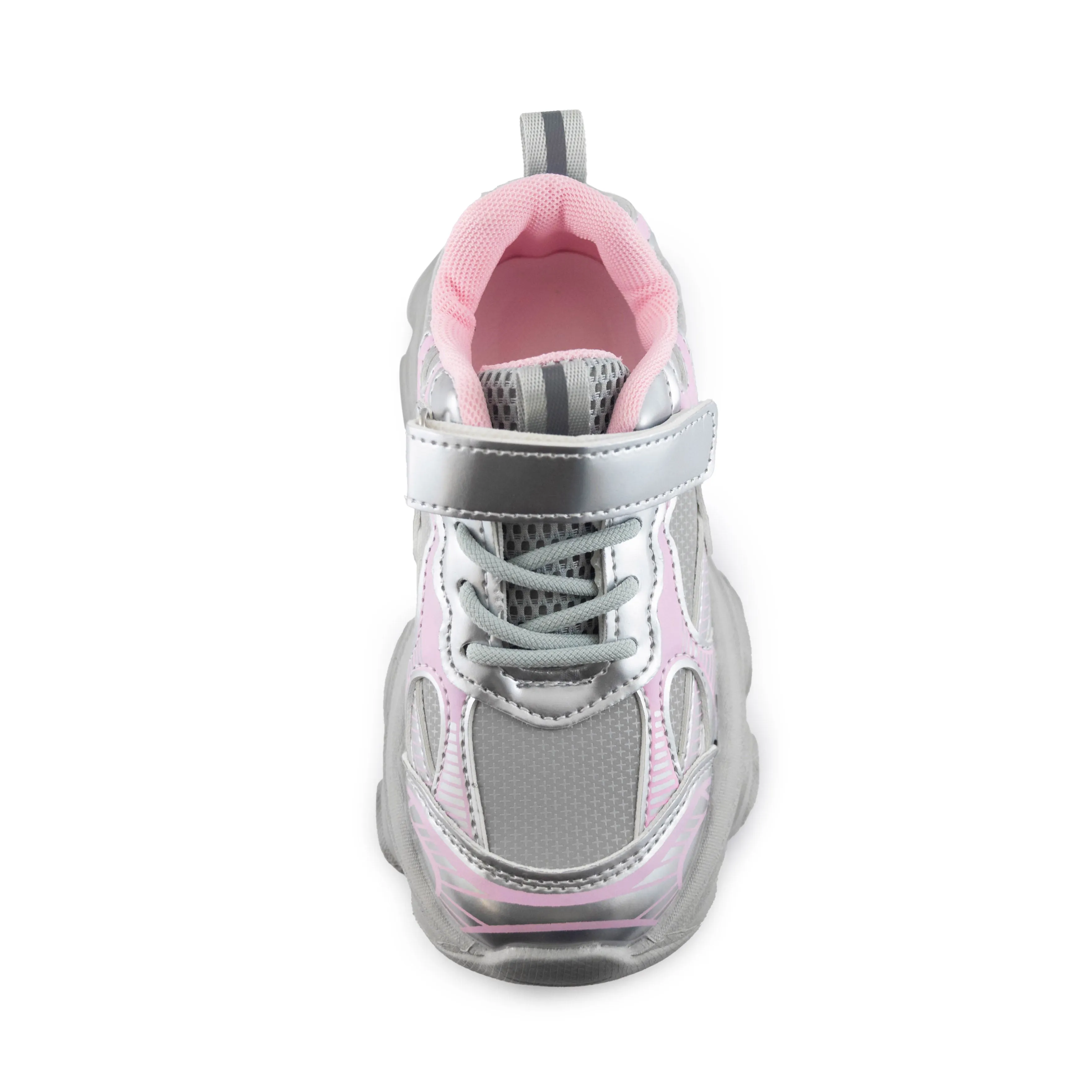 Kids' Chunky Sneakers – 128 Pink & Silver Lightweight Shoes