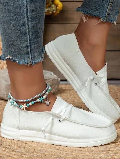 Lace Up Round Toe Slip-Ons