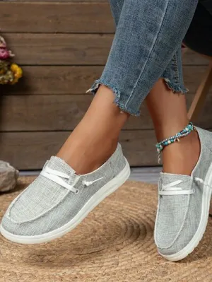 Lace Up Round Toe Slip-Ons