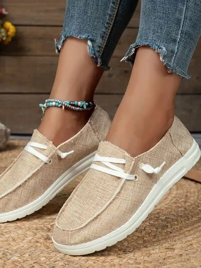 Lace Up Round Toe Slip-Ons