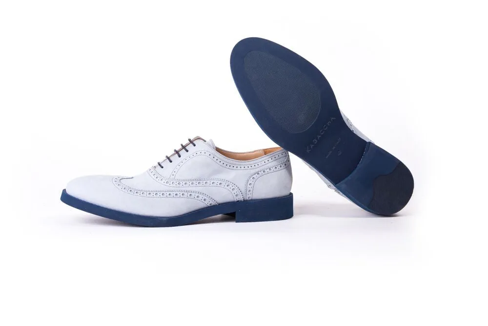 Men's Grey Nubuk Blue Sole Brogue Wingtip (EX-116)