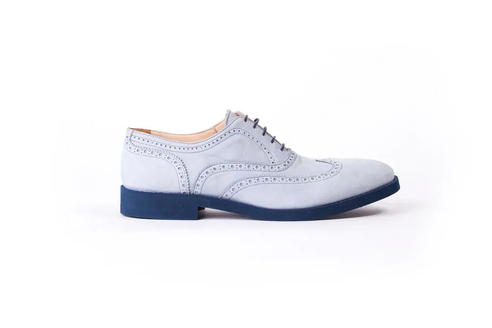 Men's Grey Nubuk Blue Sole Brogue Wingtip (EX-116)