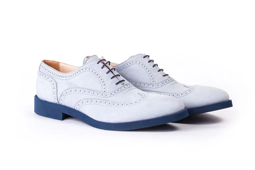Men's Grey Nubuk Blue Sole Brogue Wingtip (EX-116)