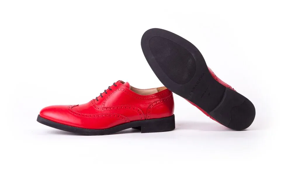 Men's Rosso Brogue Wingtip on Black Classic Sole (EX-31)