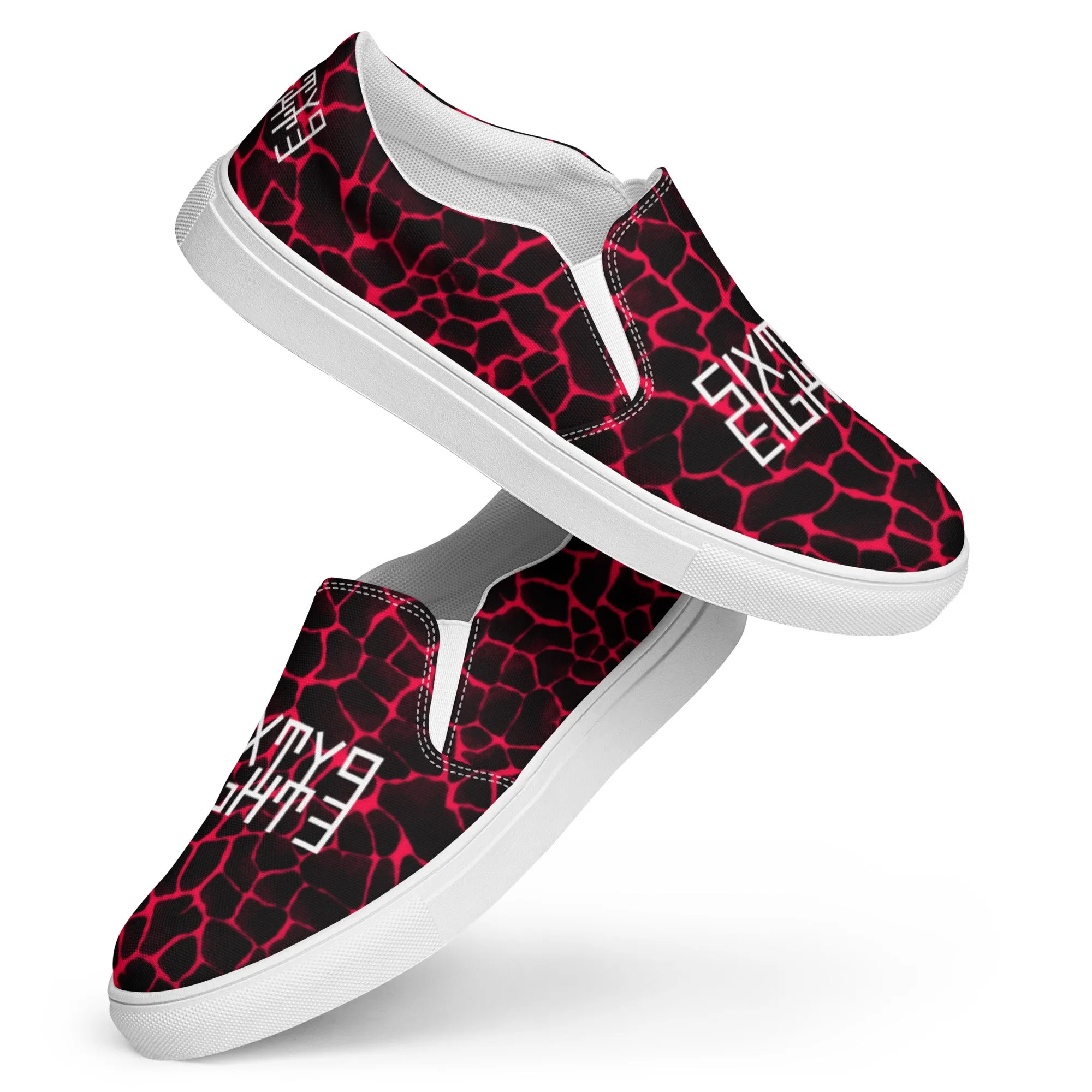 Sixty Eight 93 Logo White Boa Red & Black Men's Slip On Shoes
