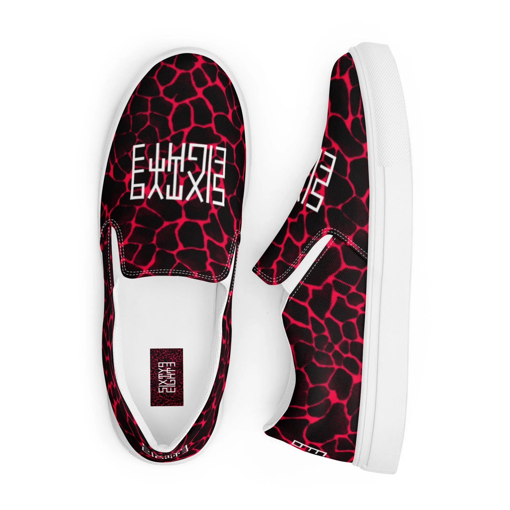 Sixty Eight 93 Logo White Boa Red & Black Men's Slip On Shoes