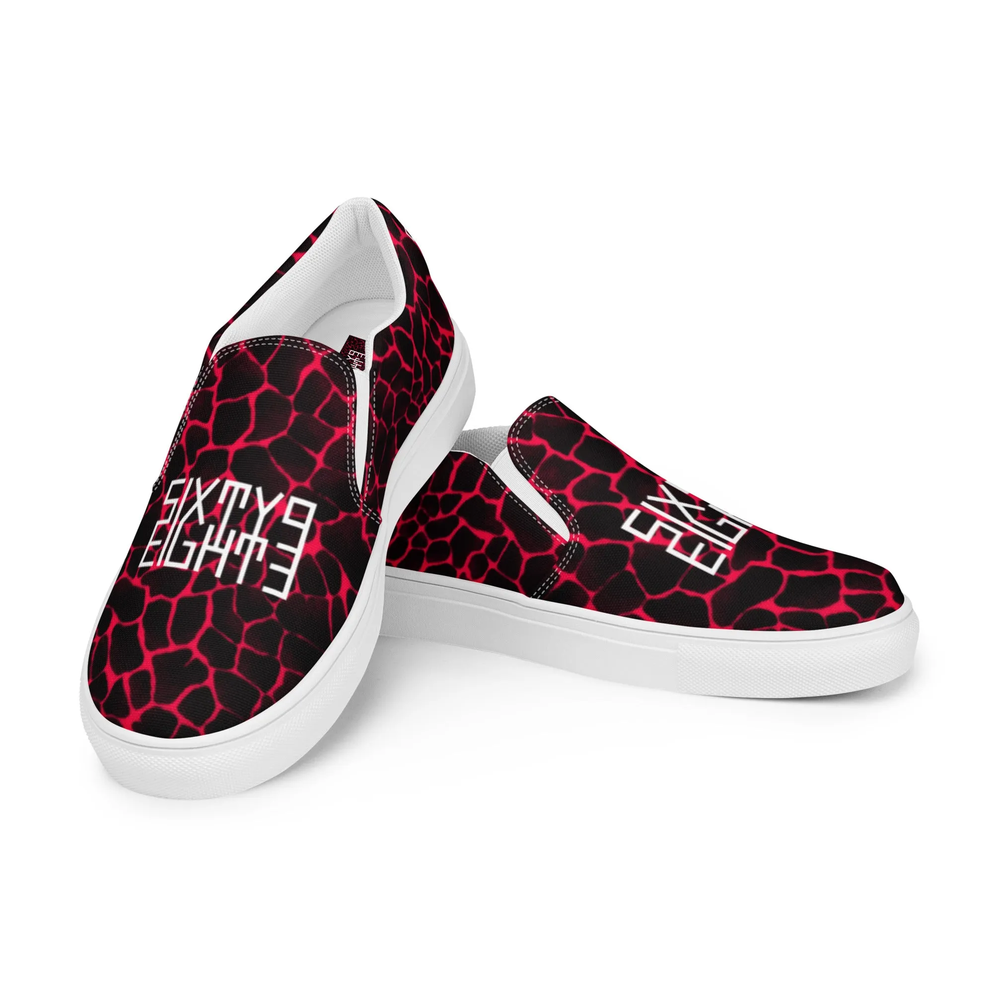 Sixty Eight 93 Logo White Boa Red & Black Men's Slip On Shoes