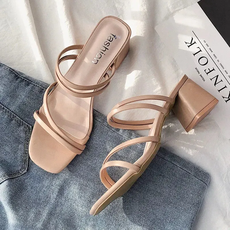 Square Open Toe Back Strap Sandals