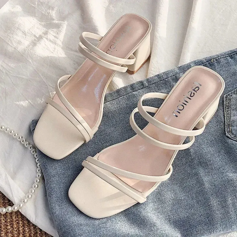 Square Open Toe Back Strap Sandals