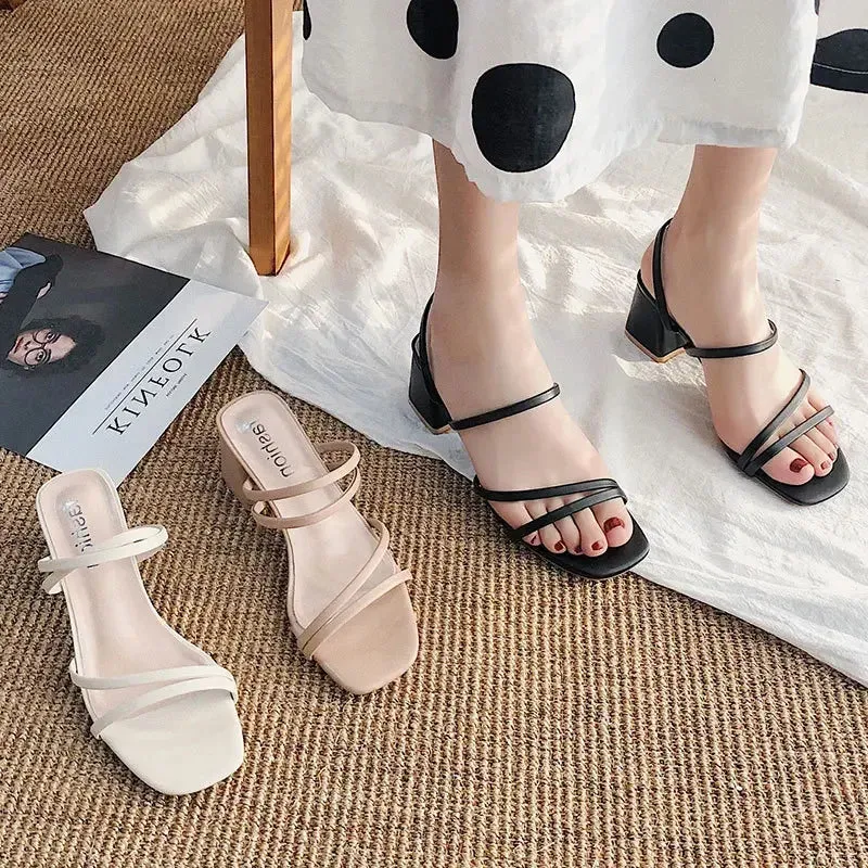 Square Open Toe Back Strap Sandals
