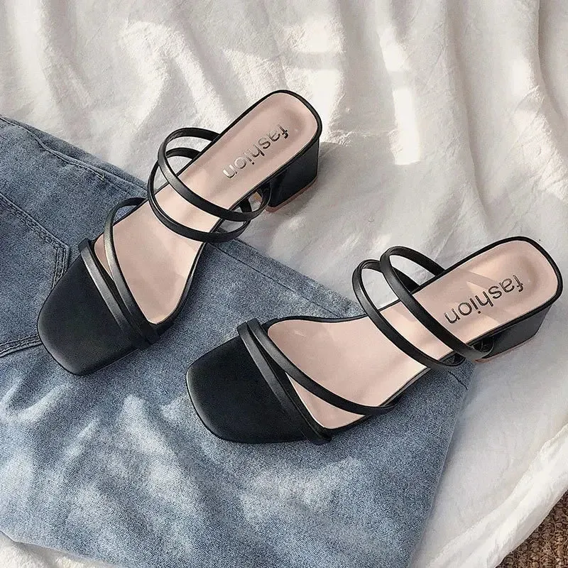 Square Open Toe Back Strap Sandals
