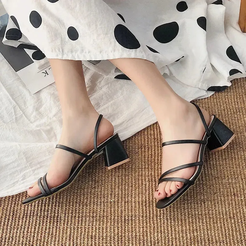 Square Open Toe Back Strap Sandals