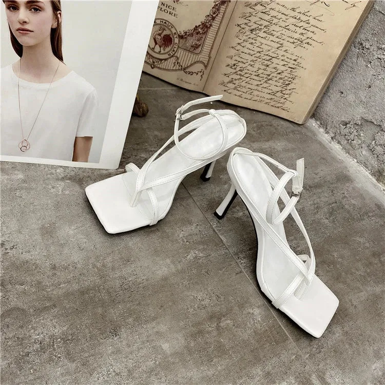 Square toe Ankle Strap high heel Sandals