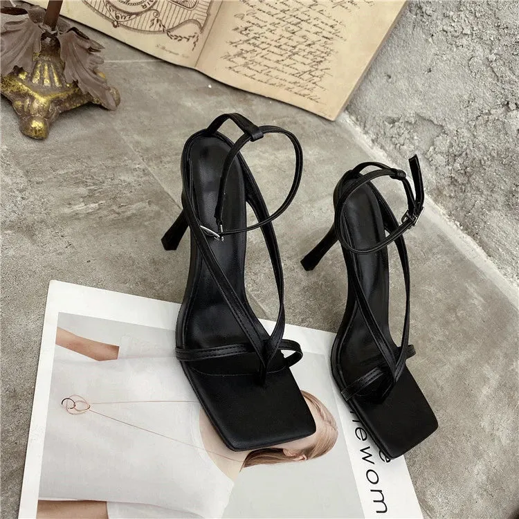 Square toe Ankle Strap high heel Sandals