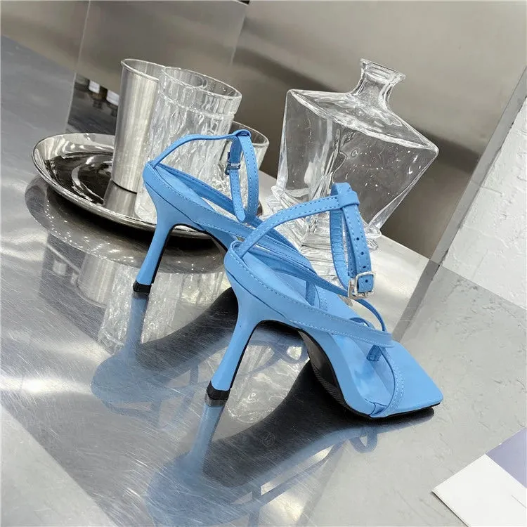Square toe Ankle Strap high heel Sandals