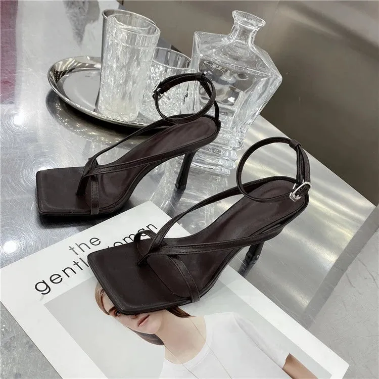 Square toe Ankle Strap high heel Sandals