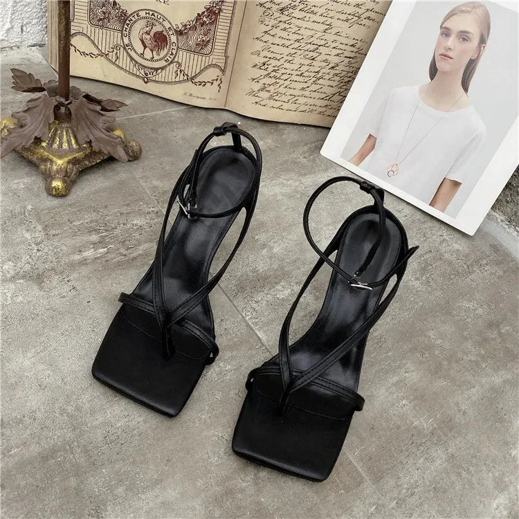 Square toe Ankle Strap high heel Sandals