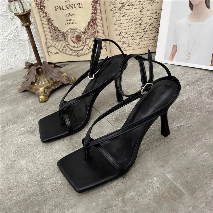 Square toe Ankle Strap high heel Sandals