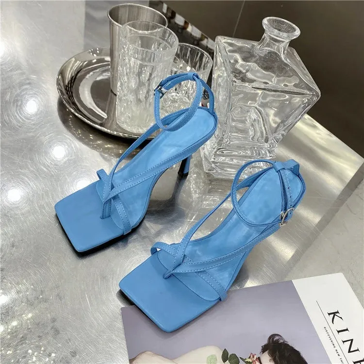 Square toe Ankle Strap high heel Sandals