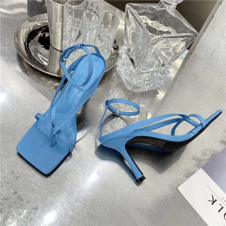 Square toe Ankle Strap high heel Sandals