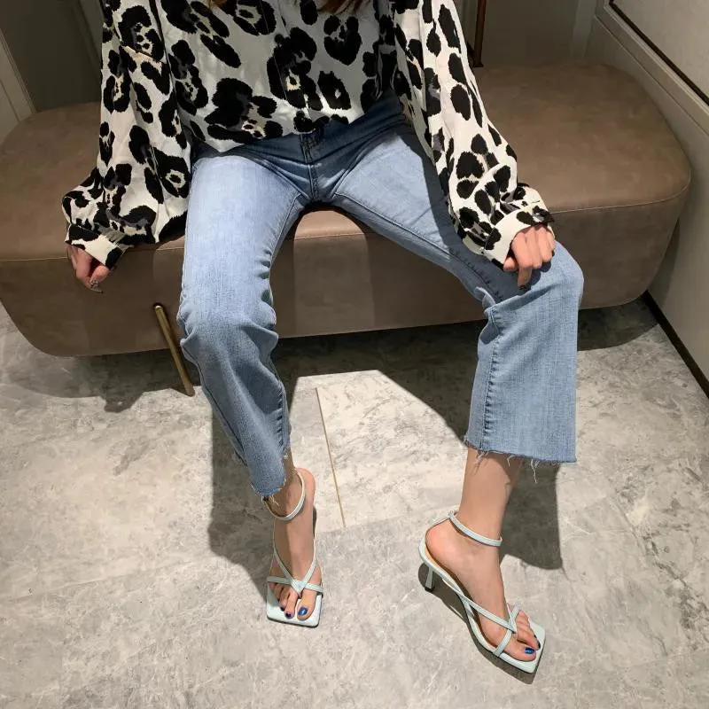 Square toe Ankle Strap high heel Sandals