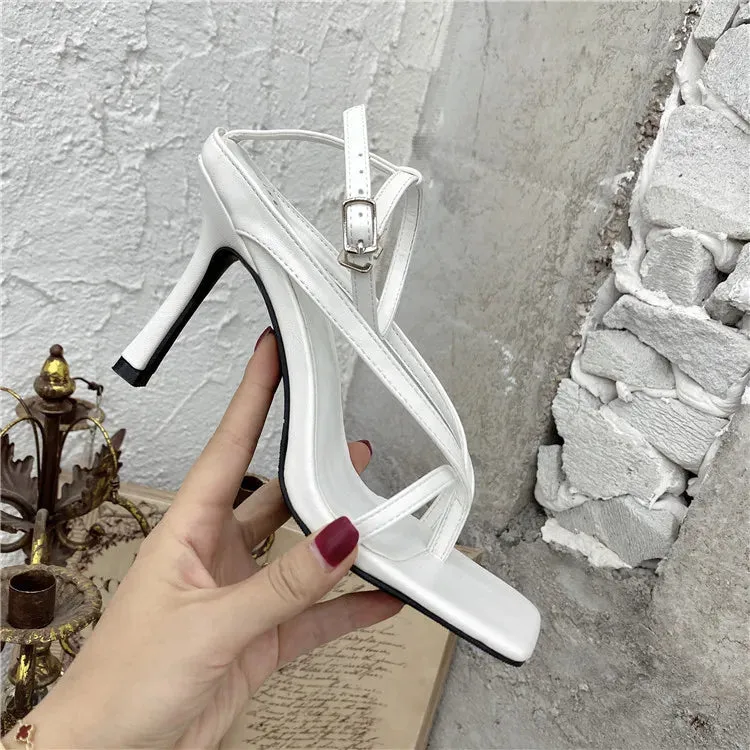 Square toe Ankle Strap high heel Sandals