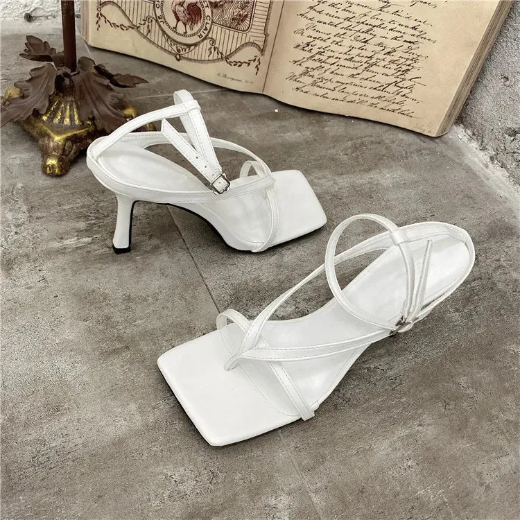 Square toe Ankle Strap high heel Sandals
