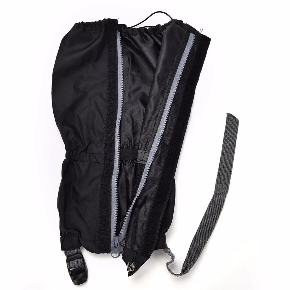 Waterproof Leg Gaiters Black 150D Oxford Zipper Adjustable Buckles